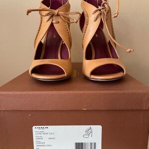Coach Ginger Leather Lace-Up Heels